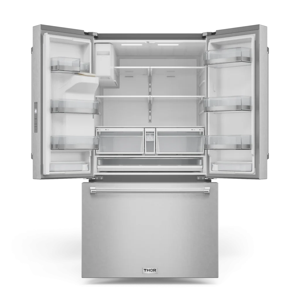 Thor Kitchen 36 Inch Professional French Door Refrigerator with Ice and Water Dispenser – Model TRF3628FFD